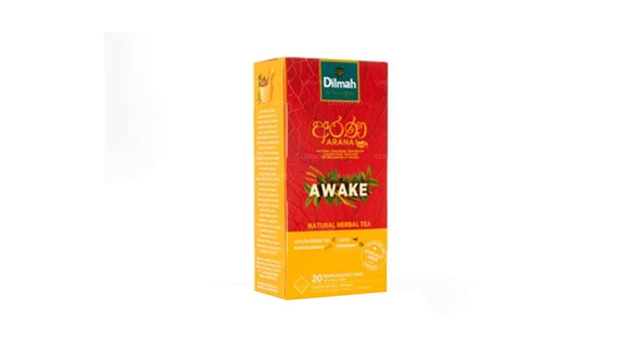 Té verde a base de hierbas naturales Dilmah Arana Awake (20 bolsitas de té sin etiqueta)