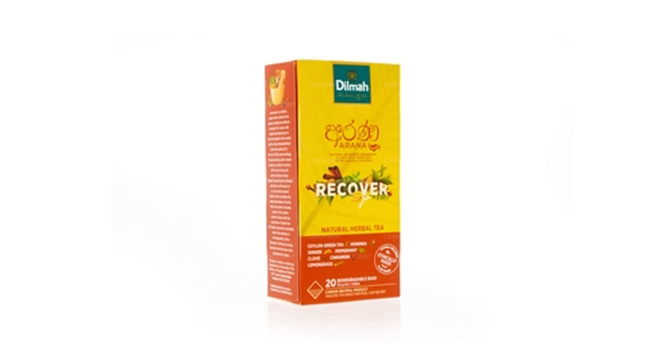 Té verde a base de hierbas naturales Dilmah Arana Recover (20 bolsas de té sin etiqueta)