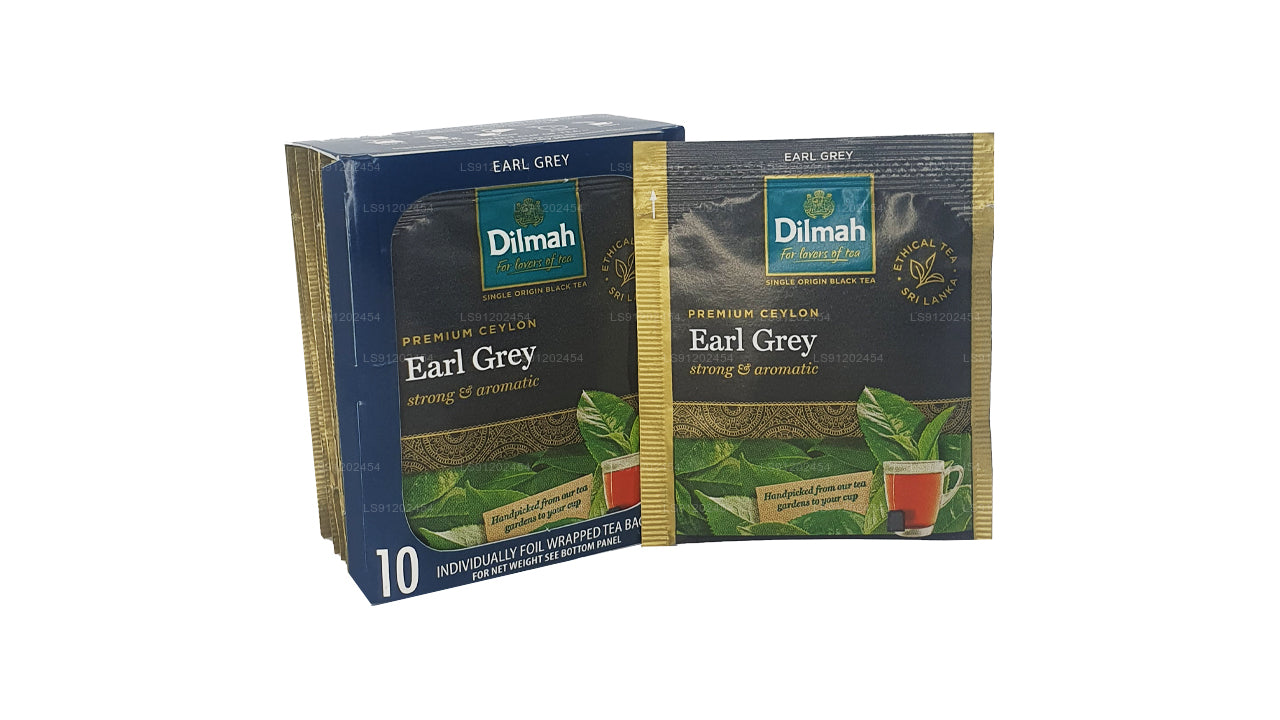 Té Dilmah Earl Grey (20 g), 10 bolsitas de té envueltas individualmente en papel de aluminio